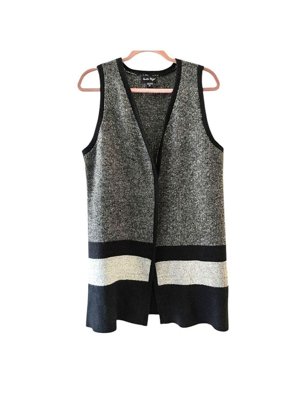 CHARLIE PAIGE Gray & Black Sleeveless Knit Vest Size XL